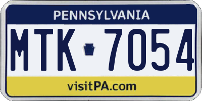 PA license plate MTK7054