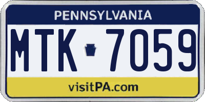PA license plate MTK7059
