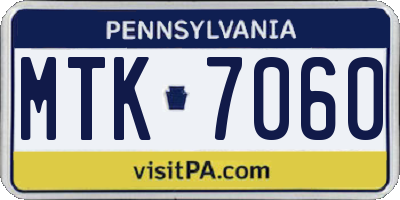 PA license plate MTK7060