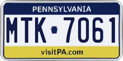 PA license plate MTK7061
