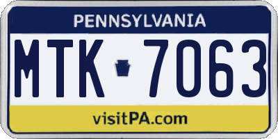 PA license plate MTK7063