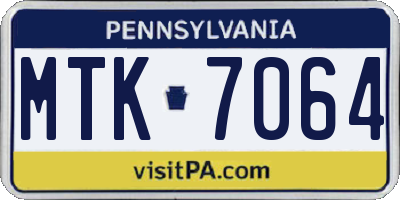 PA license plate MTK7064