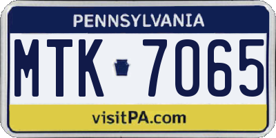 PA license plate MTK7065
