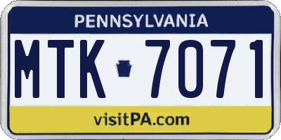 PA license plate MTK7071
