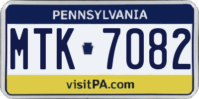 PA license plate MTK7082