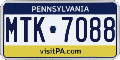 PA license plate MTK7088