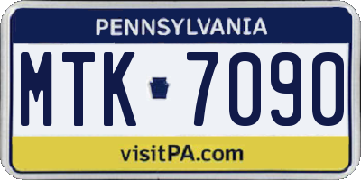 PA license plate MTK7090