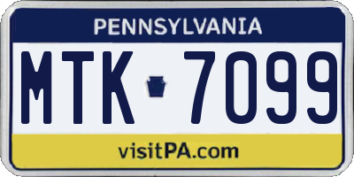 PA license plate MTK7099