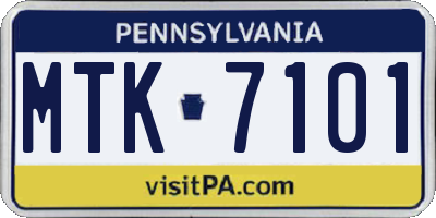 PA license plate MTK7101