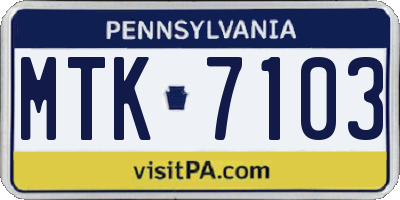 PA license plate MTK7103