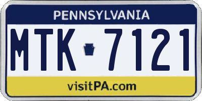 PA license plate MTK7121