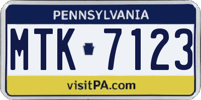 PA license plate MTK7123