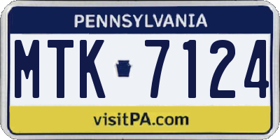 PA license plate MTK7124