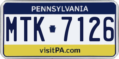 PA license plate MTK7126