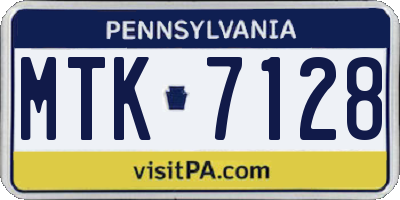 PA license plate MTK7128