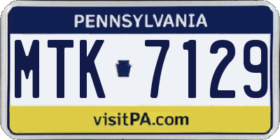 PA license plate MTK7129