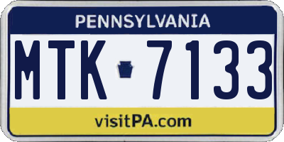PA license plate MTK7133