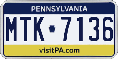 PA license plate MTK7136
