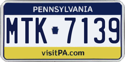 PA license plate MTK7139