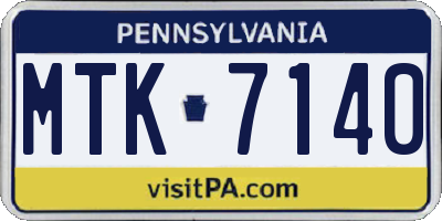 PA license plate MTK7140