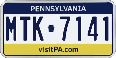 PA license plate MTK7141