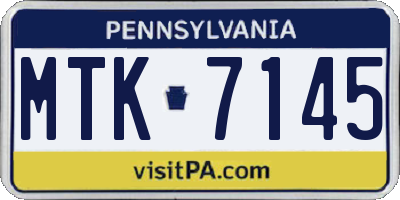 PA license plate MTK7145