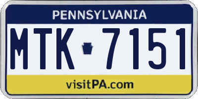 PA license plate MTK7151