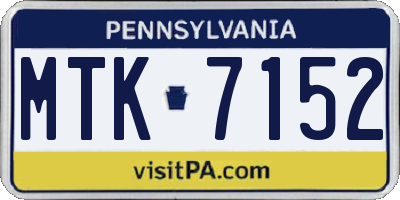 PA license plate MTK7152