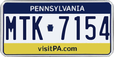 PA license plate MTK7154