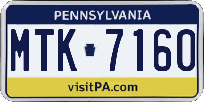 PA license plate MTK7160