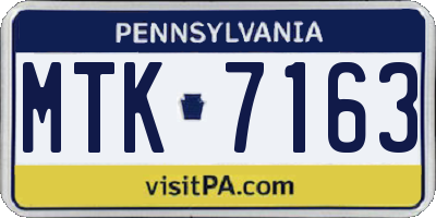 PA license plate MTK7163