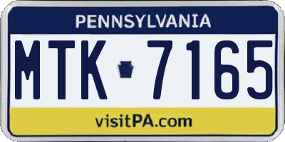 PA license plate MTK7165