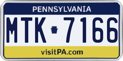 PA license plate MTK7166