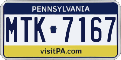 PA license plate MTK7167