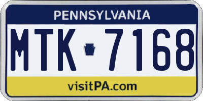 PA license plate MTK7168