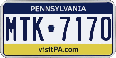 PA license plate MTK7170