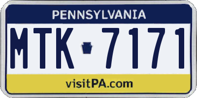 PA license plate MTK7171