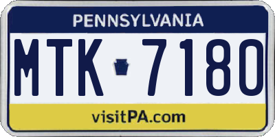PA license plate MTK7180