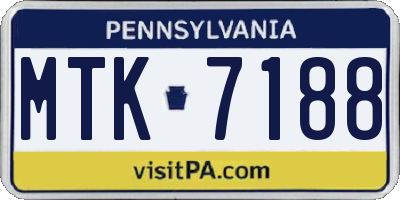 PA license plate MTK7188