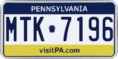 PA license plate MTK7196