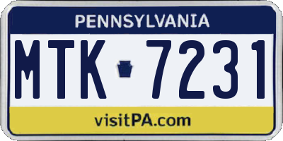 PA license plate MTK7231