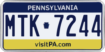 PA license plate MTK7244