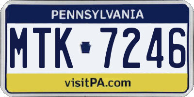 PA license plate MTK7246