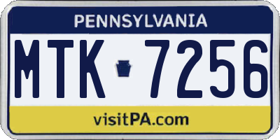 PA license plate MTK7256
