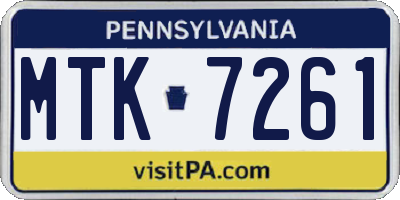 PA license plate MTK7261