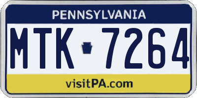 PA license plate MTK7264