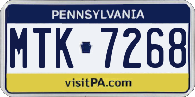 PA license plate MTK7268