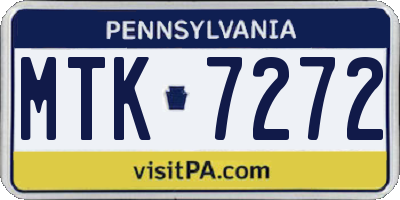 PA license plate MTK7272