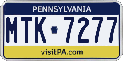 PA license plate MTK7277