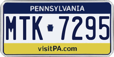 PA license plate MTK7295